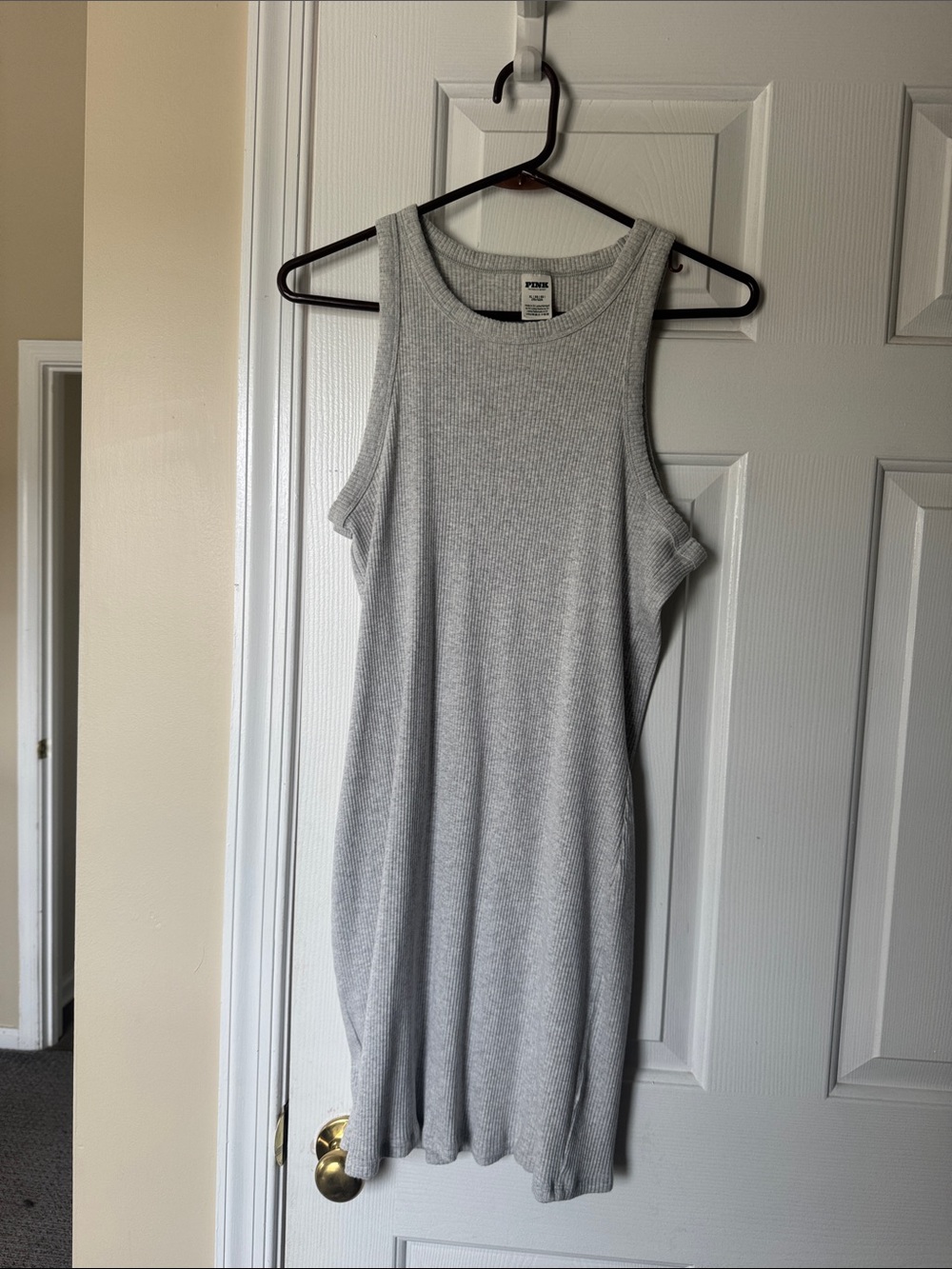 PINK Victoria's Secret Light Gray Ribbed Tank Mini Dress